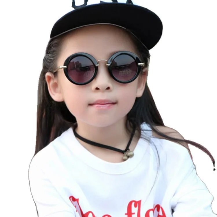 

Wholesale Fashion Kids Retro Round Black Pink Sunglasses New Children Sun Glasses Shades For Boys Girls, 7 colors for choice