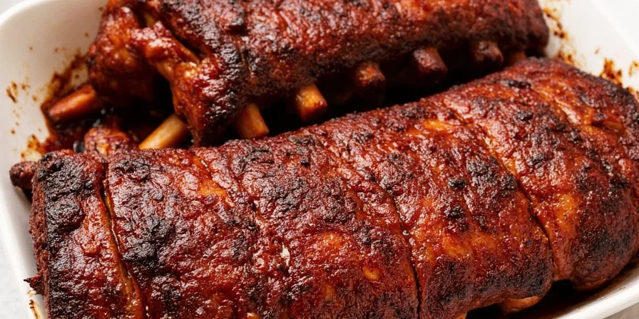 Oven baked ribs before glazing