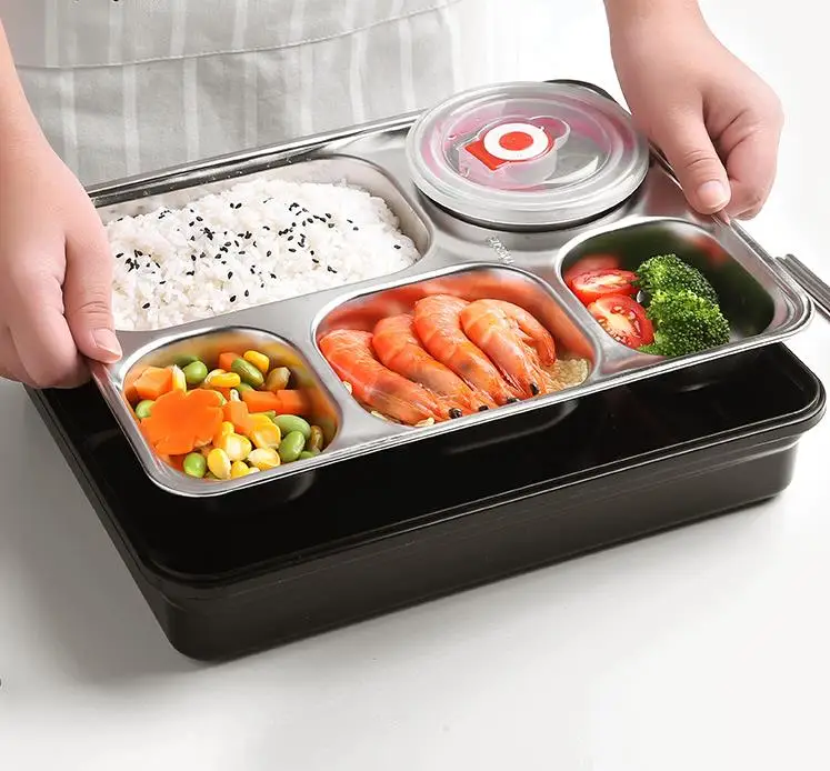 Stainless Steel Food Lunch Tray With Divider Fast Food Trays 4/5