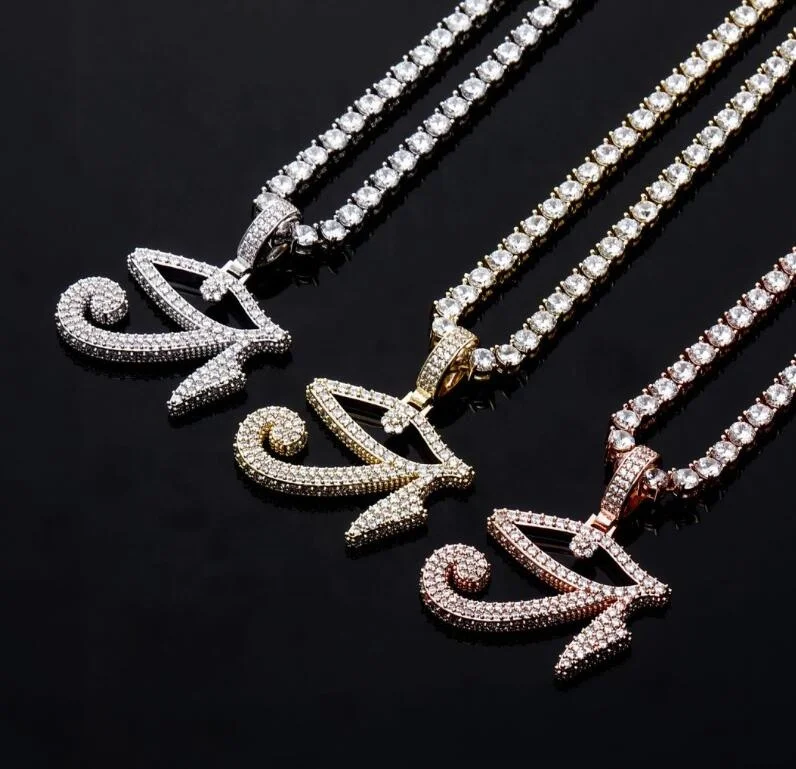 

Angel Eye Necklace Ice Out CZ Diamond Fashion Really Fine Gold Plated Jewelry