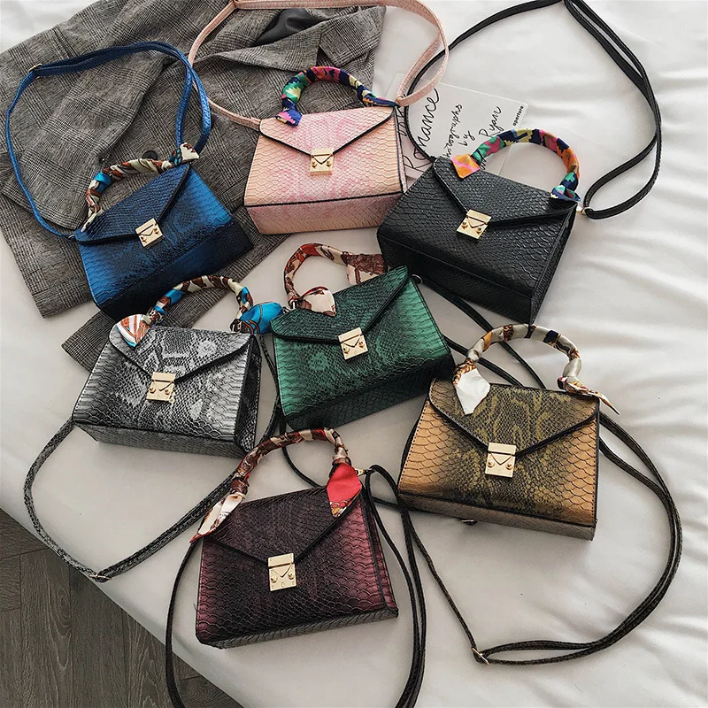 

Luxury snakeskin handbag 2020 shoulder crossbody bag purse fashion tote handbag for women, 7 colors
