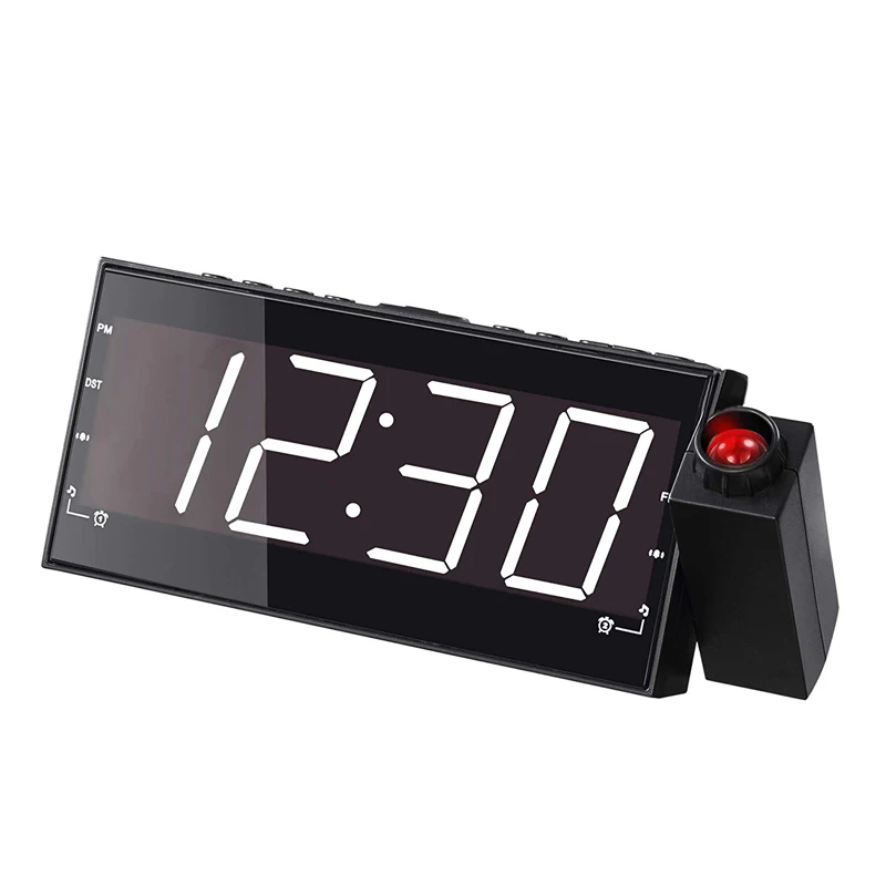 

2019 Desktop Table Clocks Digital Led Alarm Clock Radio with Projector, Black