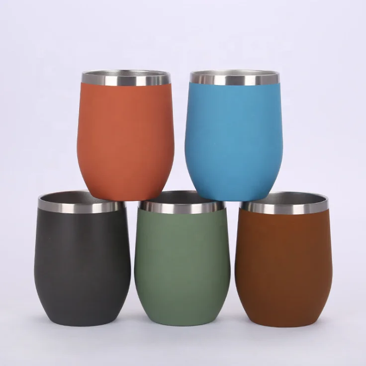 

BPA free eco friendly modern double wall stainless steel 360ml egg mug coffee cup tumbler vacuum cup morandi color custom logo