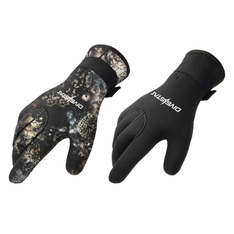 DIVESTAR 3mm 5mm Neoprene Camouflage Black Thermal Anti Slip Flexible  Diving Surfing Gloves for Men Women Kids