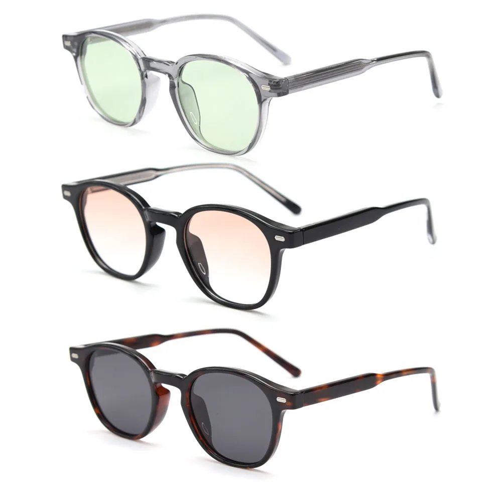 

New New Fashion Round Frame Sunglasses Women Shades UV400 Retro Acetate Temple Sun Glasses