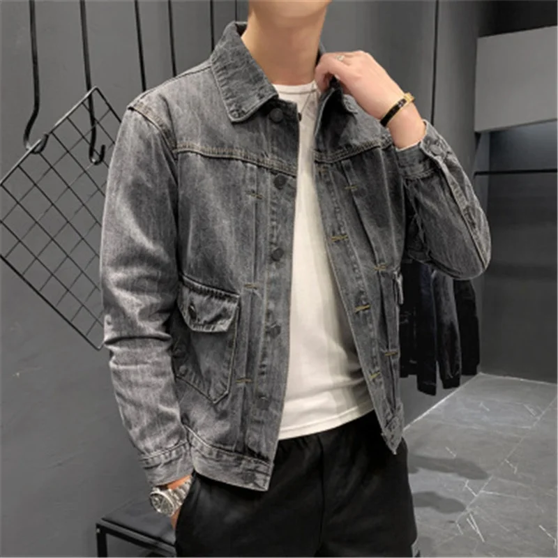 

Autumn Men's Gray Jeans Jackets