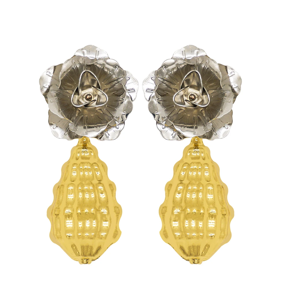 

2020 fashion dubai Drop Earrings for Women jewelry Big Long earrings textured Nigeria Bride Earring E457