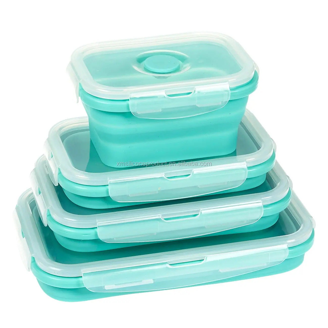 

Collapsible Containers Folding Food Storage 4 Silicone tiffin lunch box bento, Red / green /blue/yellow / any color is available