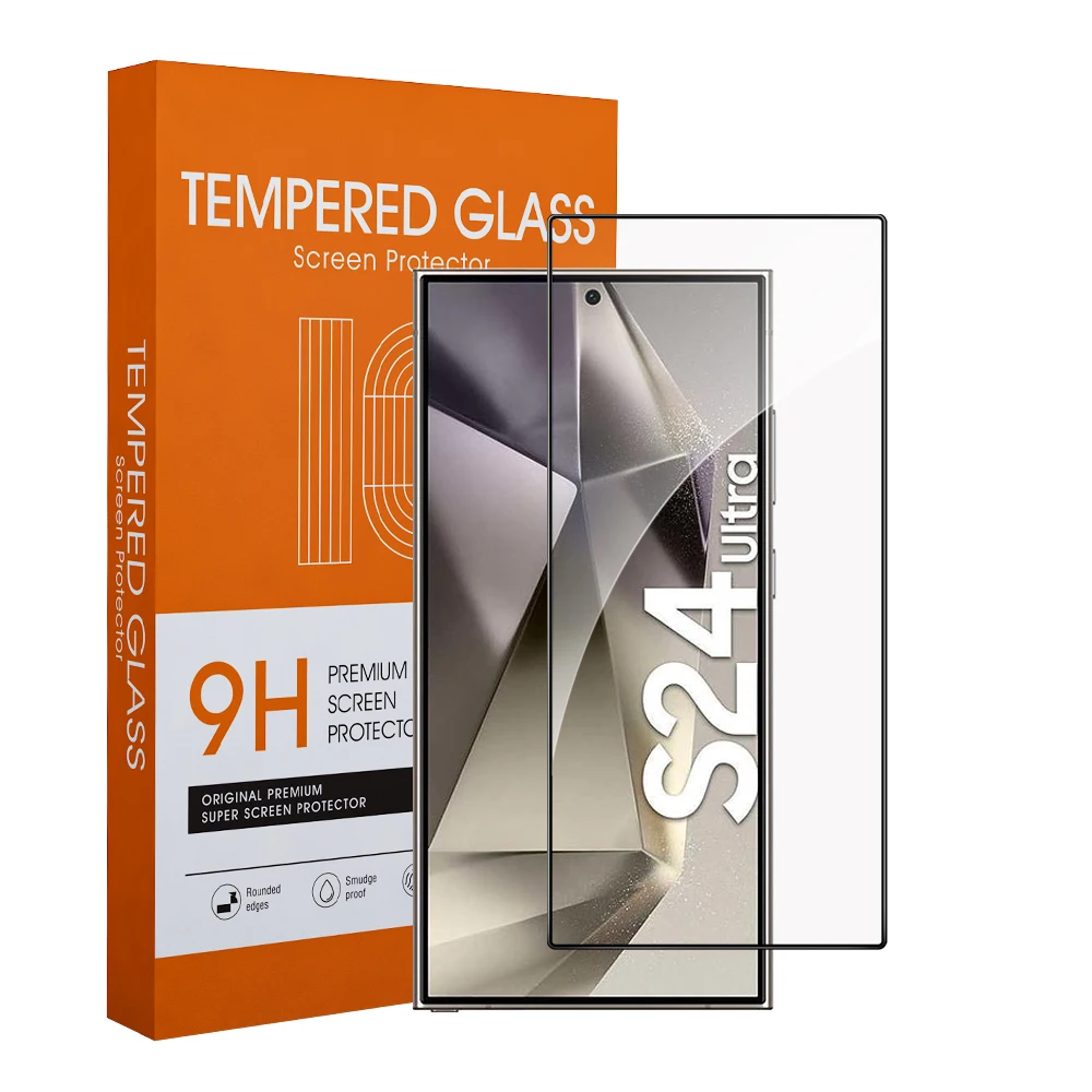 Custom Logo Premium Full Cover 2.5D 9H Clear Anti-Scratch Cell Phone Tempered Glass Screen Protector For Samsung S24 Plus Ultra