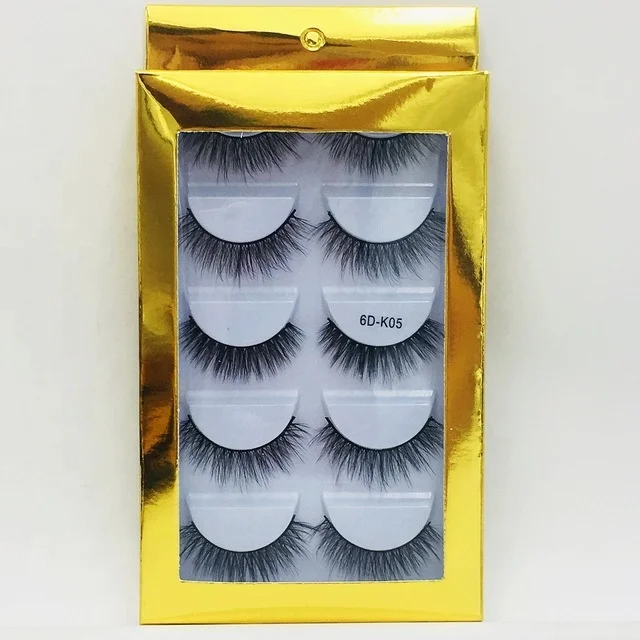 

BEAU FLY New Design 5 pairs Faux Mink Eyelash 25mm 6D Natural Dense False Eyelashes with Box, Black