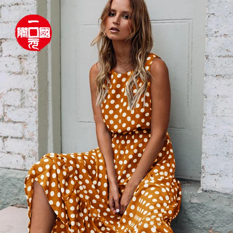 

Summer 2021 European and American Polka Dot Chiffon Beach Skirt Dress