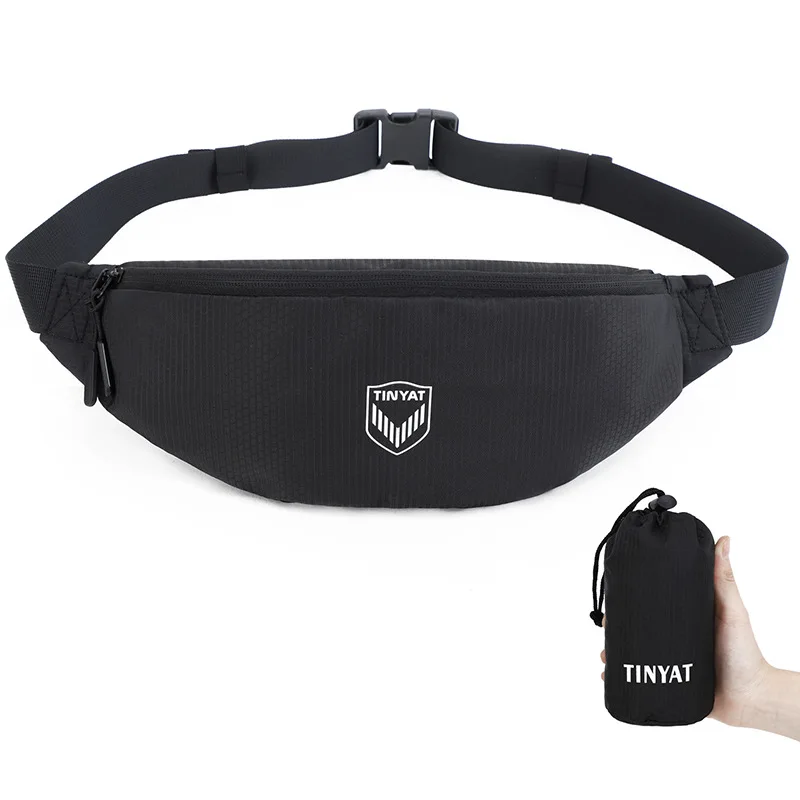 

Unisex Ultralight Waterproof Nylon Foldable Waist Chest Bag Packable Sport Fanny Pack, Black,blue