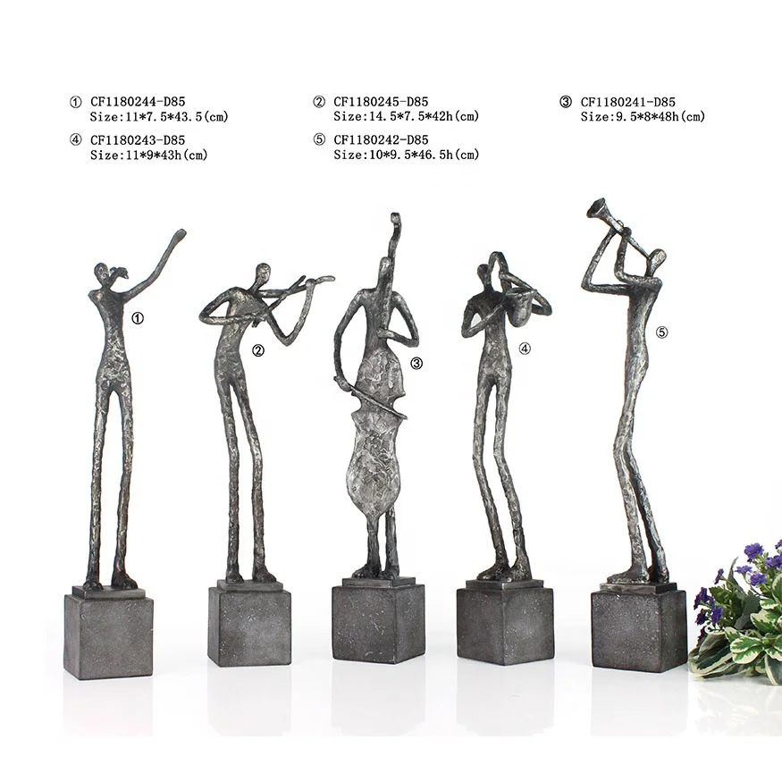 Vintage Resin Metal Musical Instrument Musician Character Home Ornaments Decorations SCULPTURE Artificial Europe details