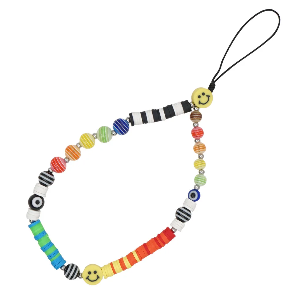 

New Colorful Acrylic Beads Pearl Charm Mobile Phone Holder Strap Chain Beads Handmade Phone Chain Phone Wrist Strap, Mix colors, colorful