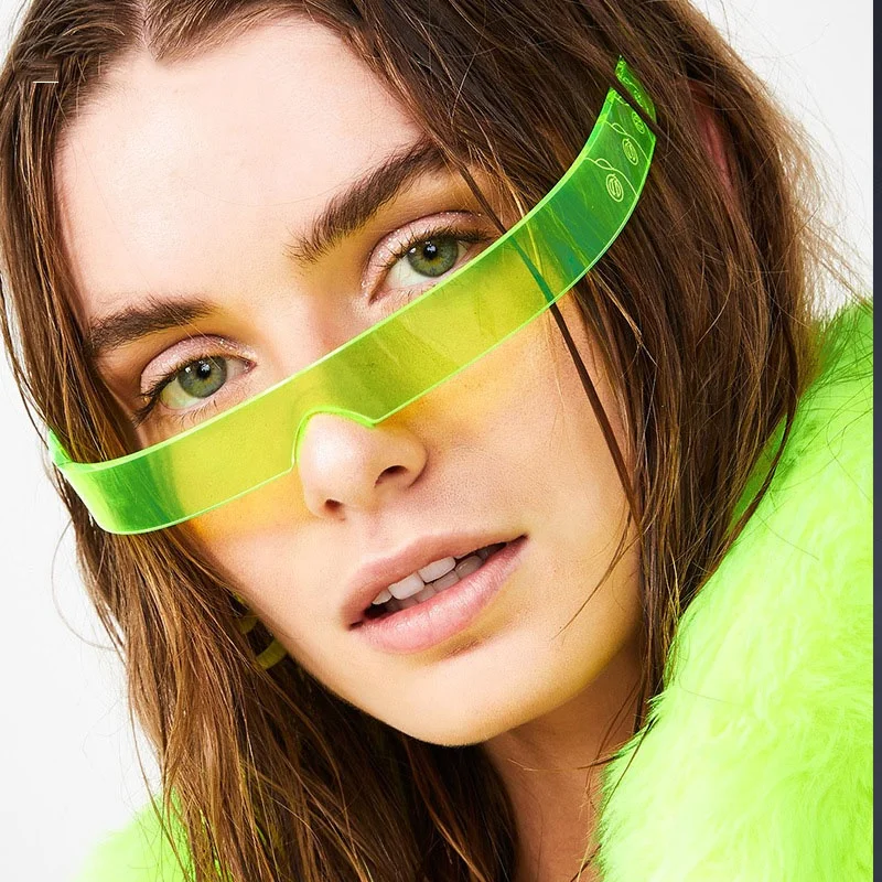 

New fashion punk sunglasses 2021 women jelly color rimless glasses personalized one piece frame sun eyewear, Colors