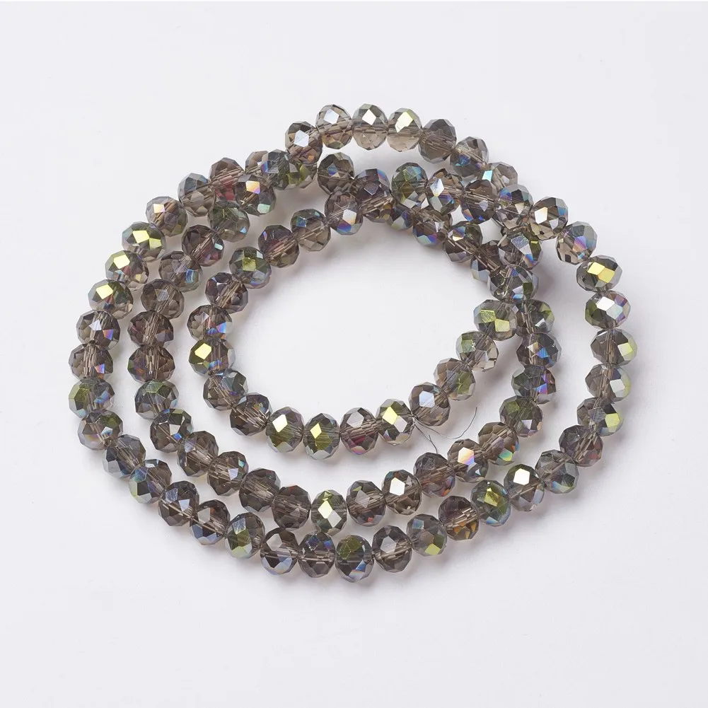 

PandaHall 6mm Faceted Rondelle Silver Half Green Plated Glass Beads