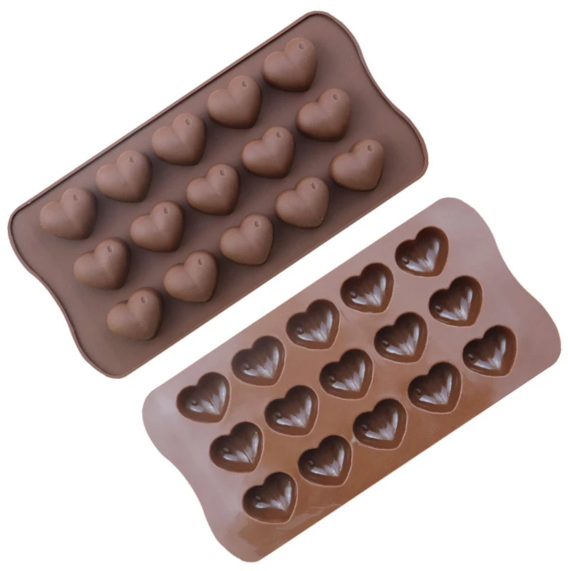 

15 Heart Shaped Baking Koji Silicone Mold, Brown