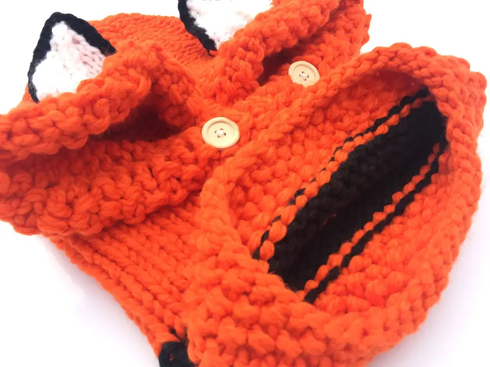 N644  Handmade Kids (1~10years)Cute cap Fox knit hat earflap Bun hat warm Beanie winter hats for baby boys girls
