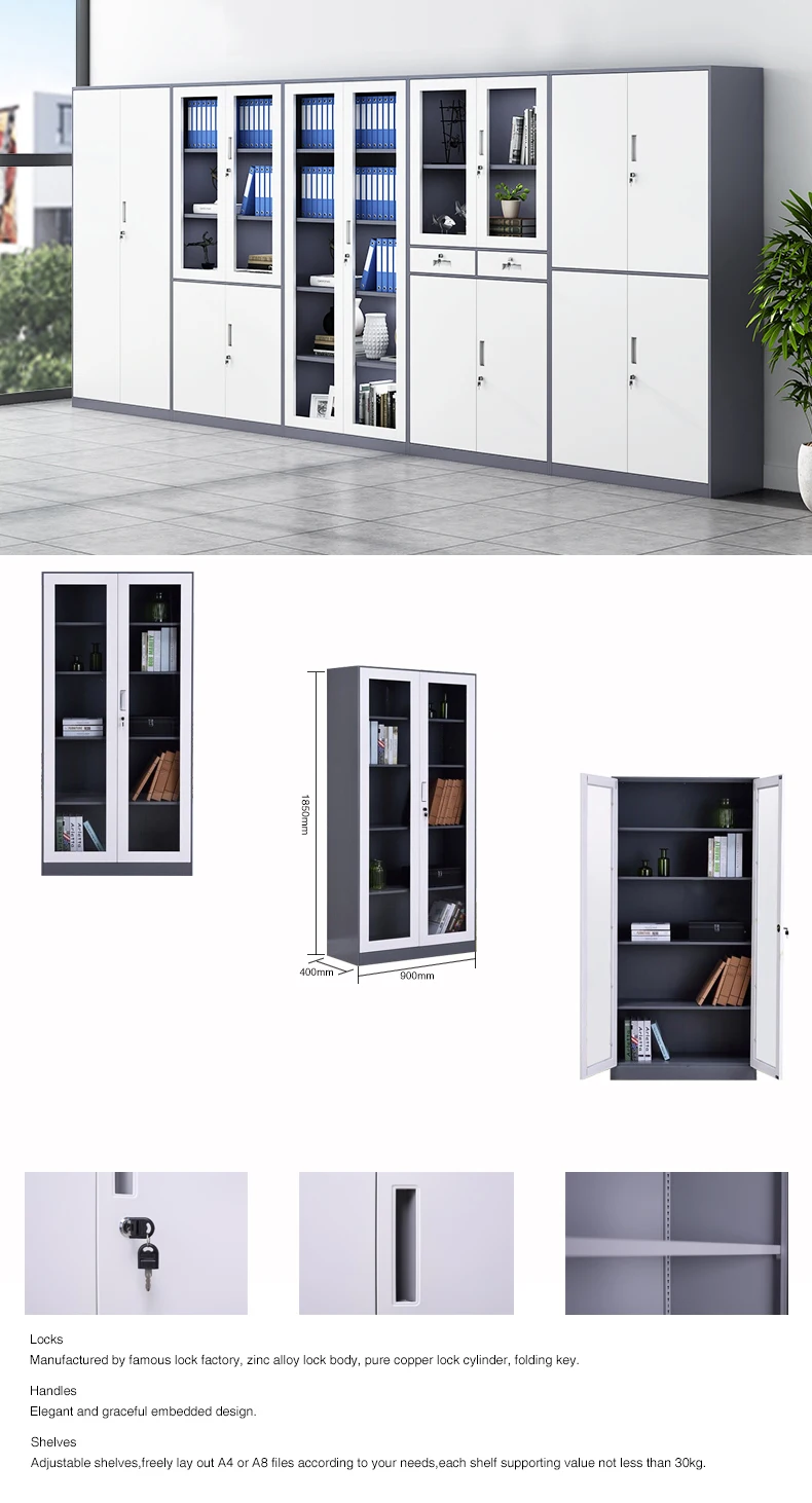 Top office furniture clinic glass door cupboard design