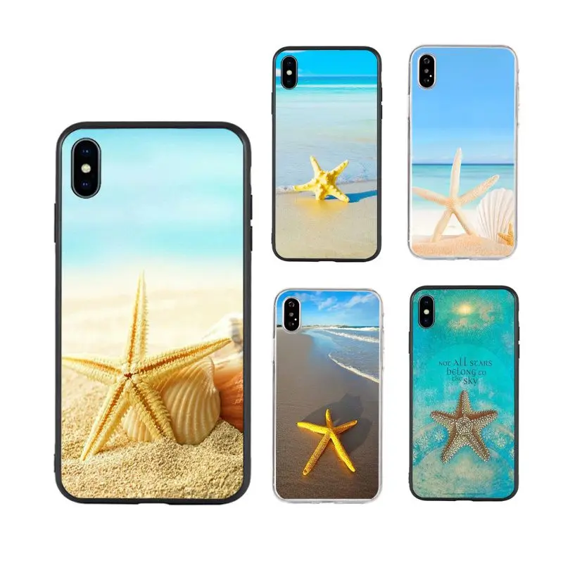 

Summer Beach Relax Starfish Ocean Sky hot sell cute Phone Case for iPhone X XR Xs Max 11 11Pro 11ProMax 12 12pro luxury fundas, Black/transparent