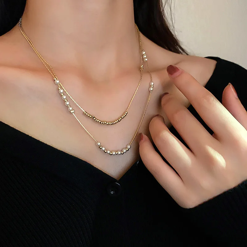 

new design real gold plated pearls and beads necklace
