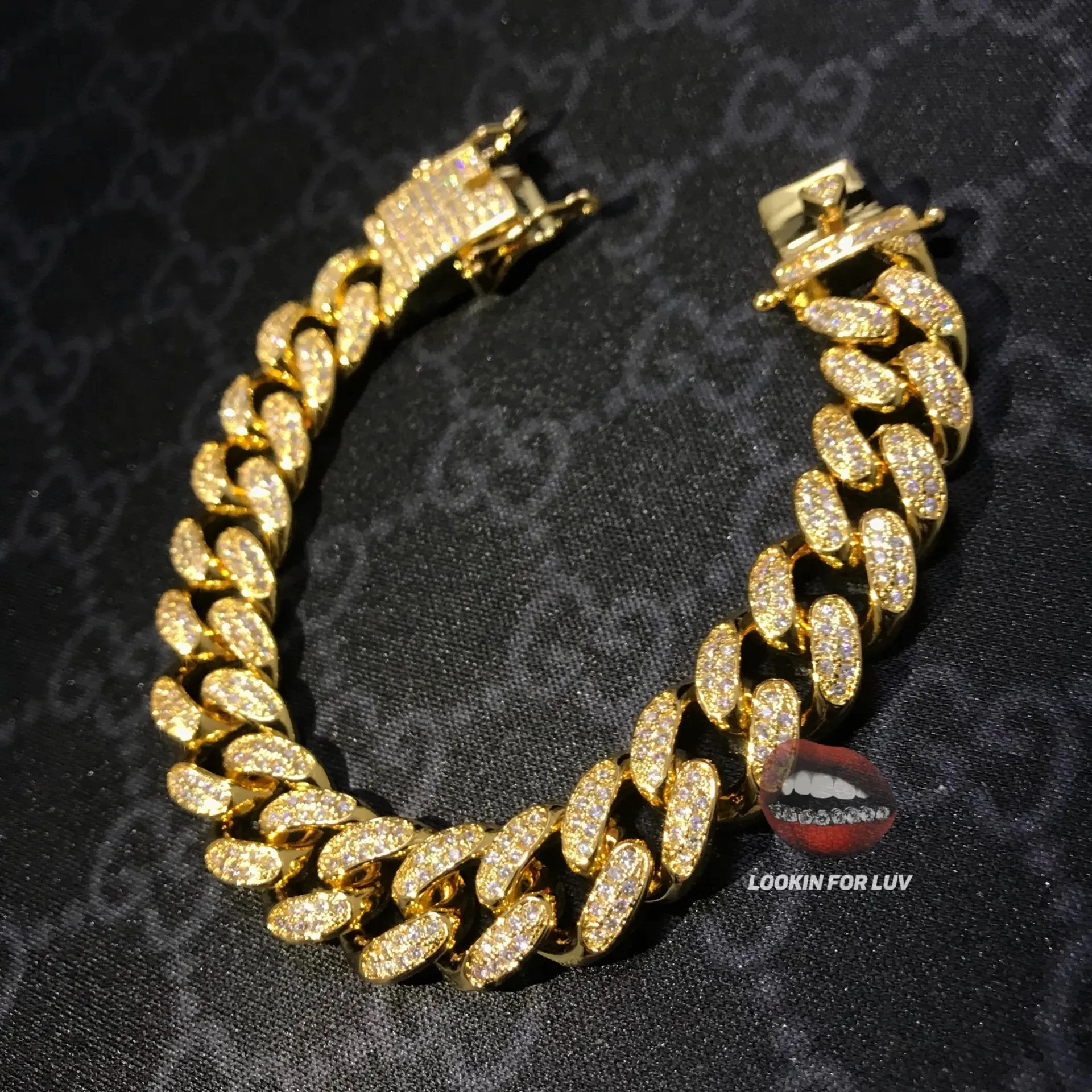 

18K gold bracelet anklet iced out stainless steel cuban link chain moissanite Hip hop mens cuban link chain necklace silver