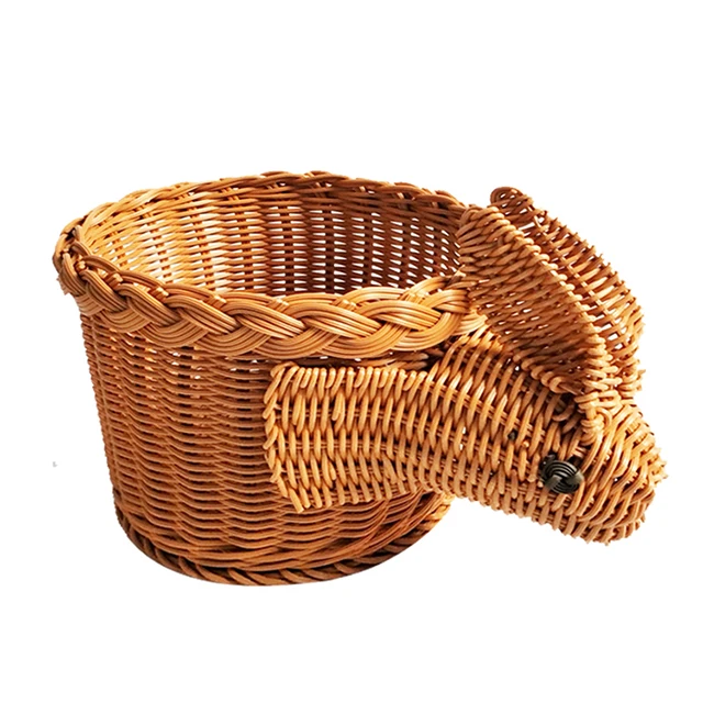 

Renel Home Animal Decor Handmade Woven PE Rattan Flower Basket Decoration for Gift, Brown