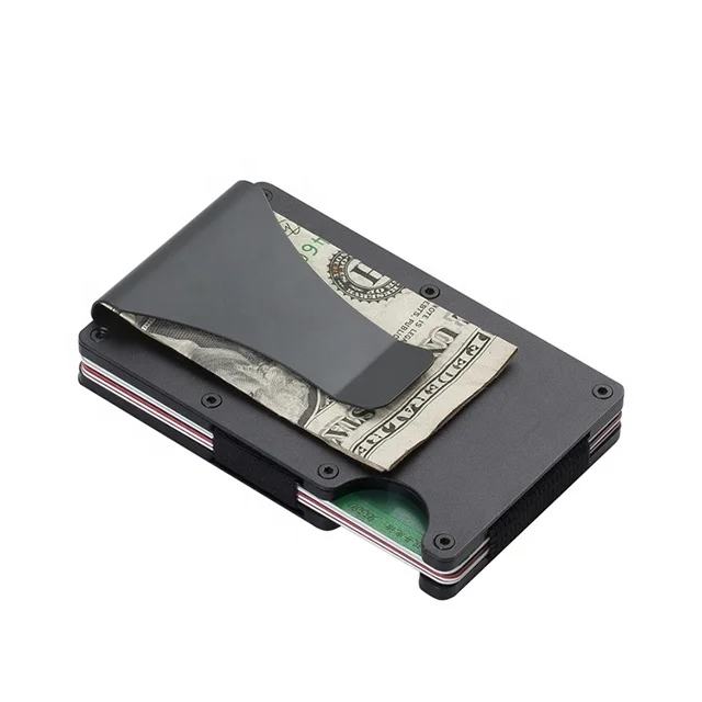 

Factory new design grey aluminum rfid blocking money clip wallet credit card holder