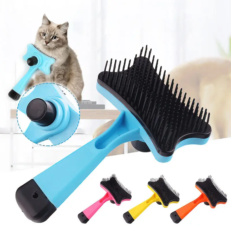 

Pet Grooming Brush Self Cleaning Automatically Dog Cat Slicker Brush Remove Dog Hairs Pet Comb