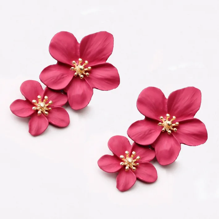 

New hot-selling earrings European and American fashion multi-color double-deck earrings