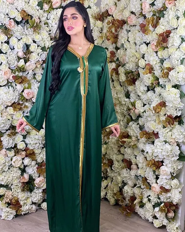 

Abaya Dubai Muslim Dresses Turkey Fashion Hijab Kaftan Islam Clothing African Maxi Dresses Women Robe Plus Size Dress, Green,yellow