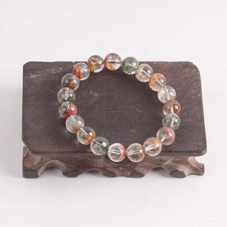 

Wholesale natural color phantom ghost garden quartz bead stretch crystal bracelet, As picture
