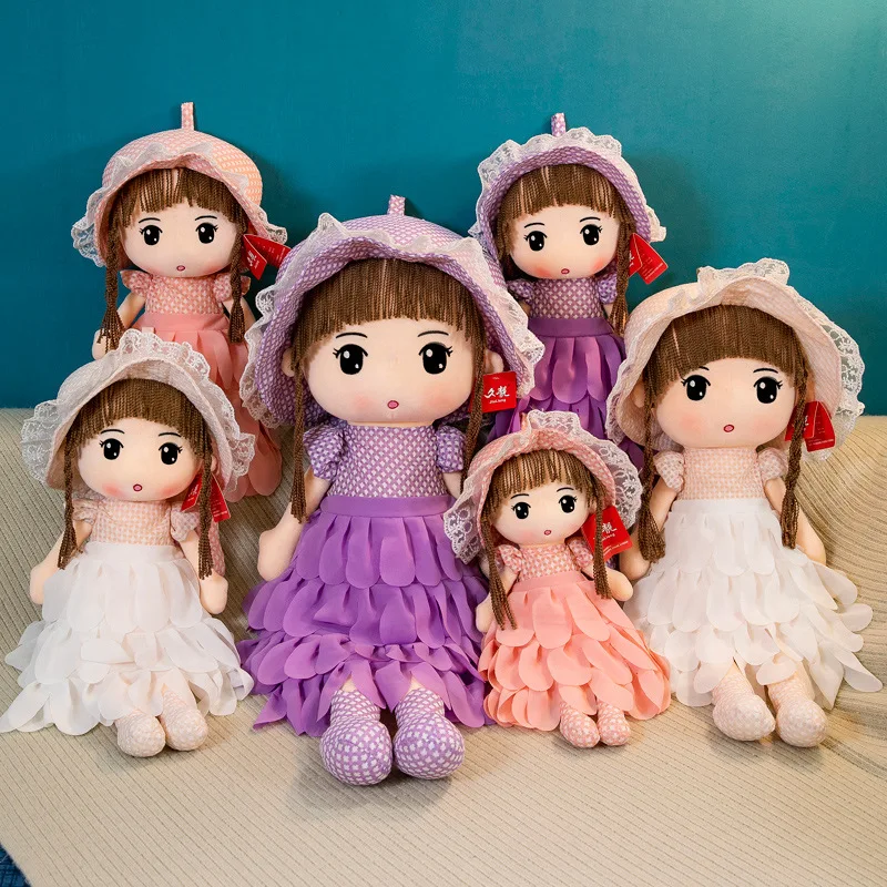 New Lovely Baby Girl Plush Doll Soft Toy With Beauty Dress And Hat