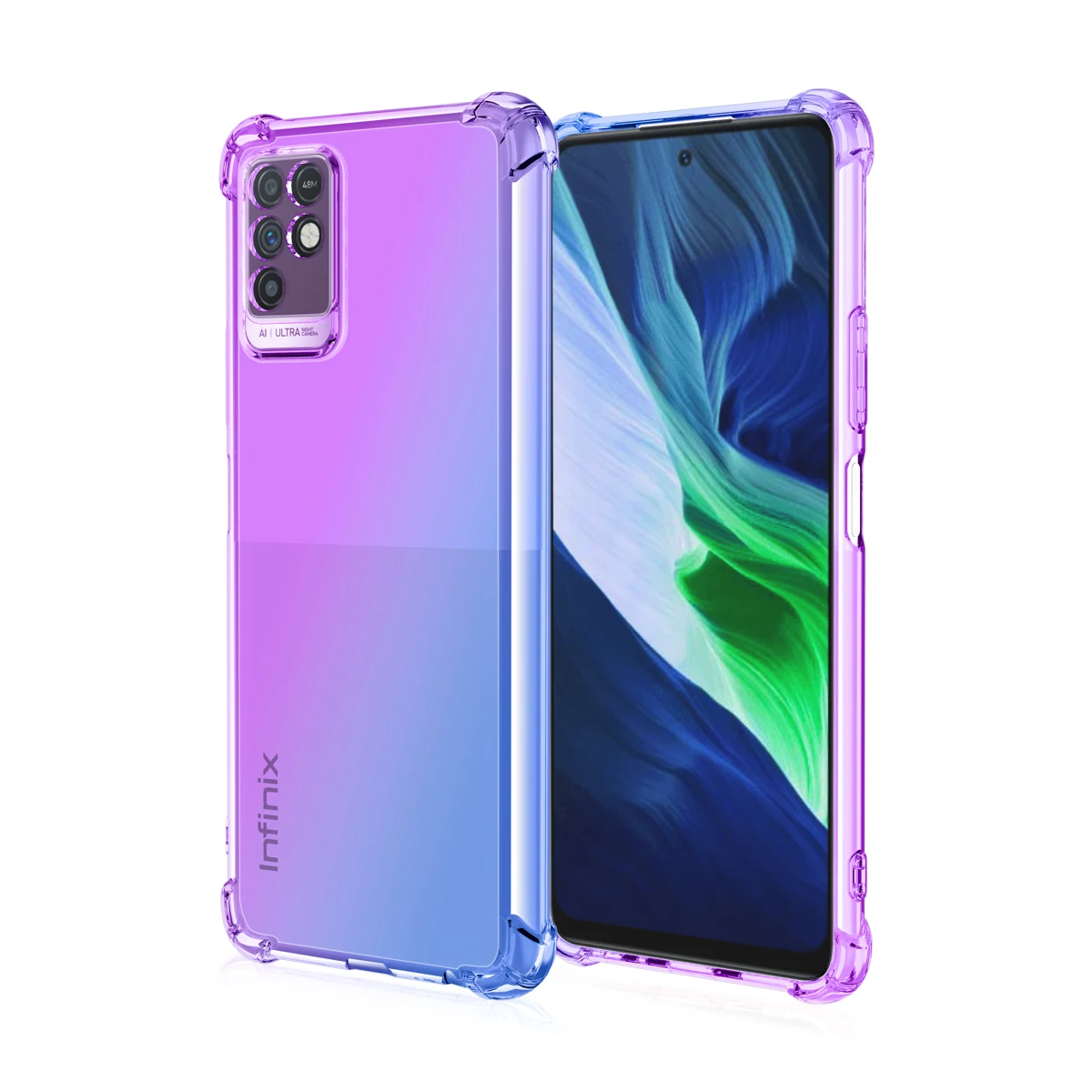 

New Design Simple Clear Anti-fall Gradient Mobile Back Cover For infinix Hot 10 S Flexible TPU Phone Case For Infinix Hot 10T