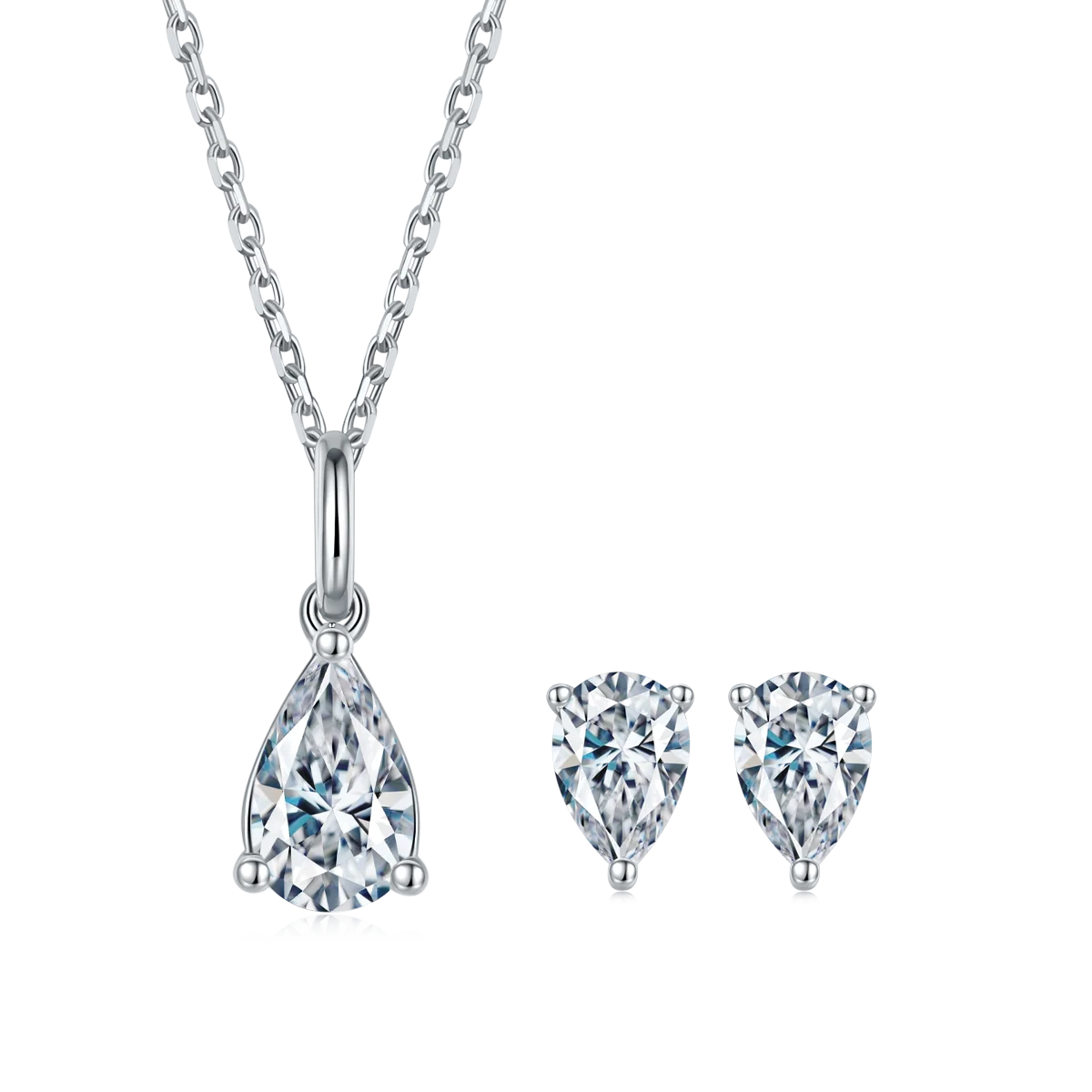 

S925 silver pear-shaped Pendant earrings moissanite diamond set