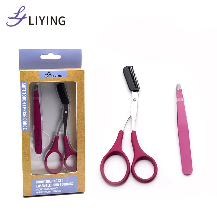 

LIYING Brow Shaping Tweezer & Scissor Set Professional Wholesale Stainless Steel Slanted