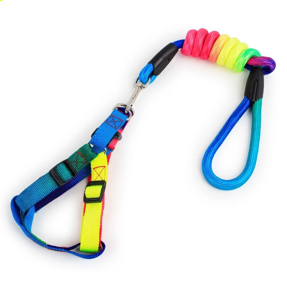 

OEM ODM New Bulk Spot Luxury Amazon Slip on Colorful Long Two Three Piece Harness Collar Set Nylon Material for Dog Rope Leash, Customized color