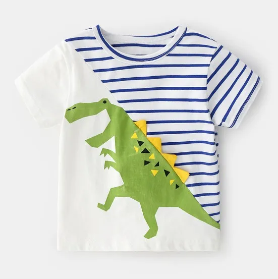 

2020 Kid Boy Cotton Material Basic Summer T-shirt Dinosaur Design Top Clothes