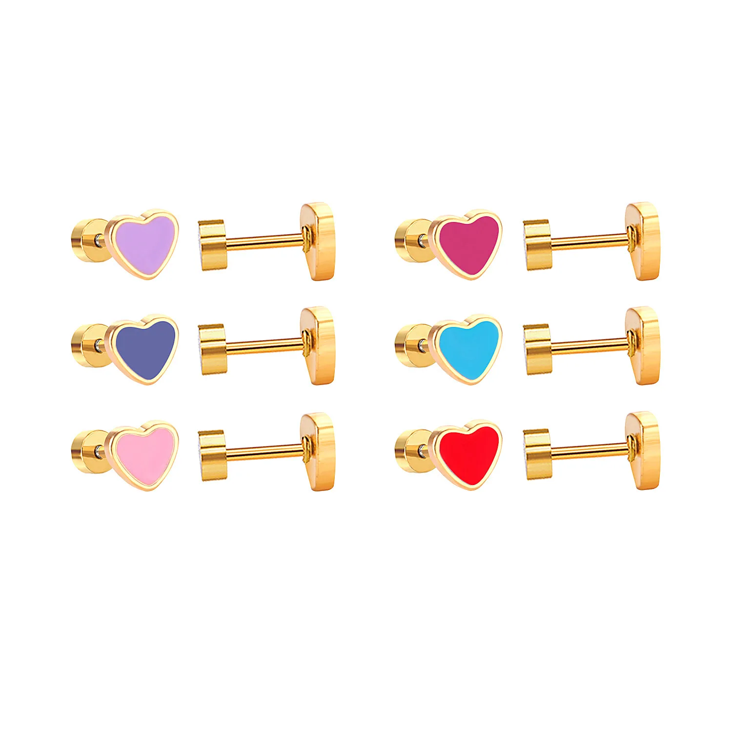 

Gold plated Stainless Steel Earring Heart Shape Gold Kid Screw Earring Jewelry