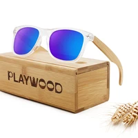 

Hot selling transparent white plastic frame bamboo wooden temples polarized sunglasses