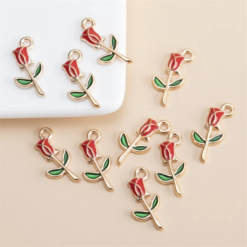 

Valentine's Day Vintage Rose metal Charms Pendants For Jewelry Making DIY Rose Flower Charms Necklace Jewelry Accessories