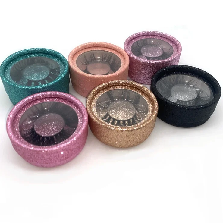 

round glitter lashes boxcustom made round private logo eyelash boxes