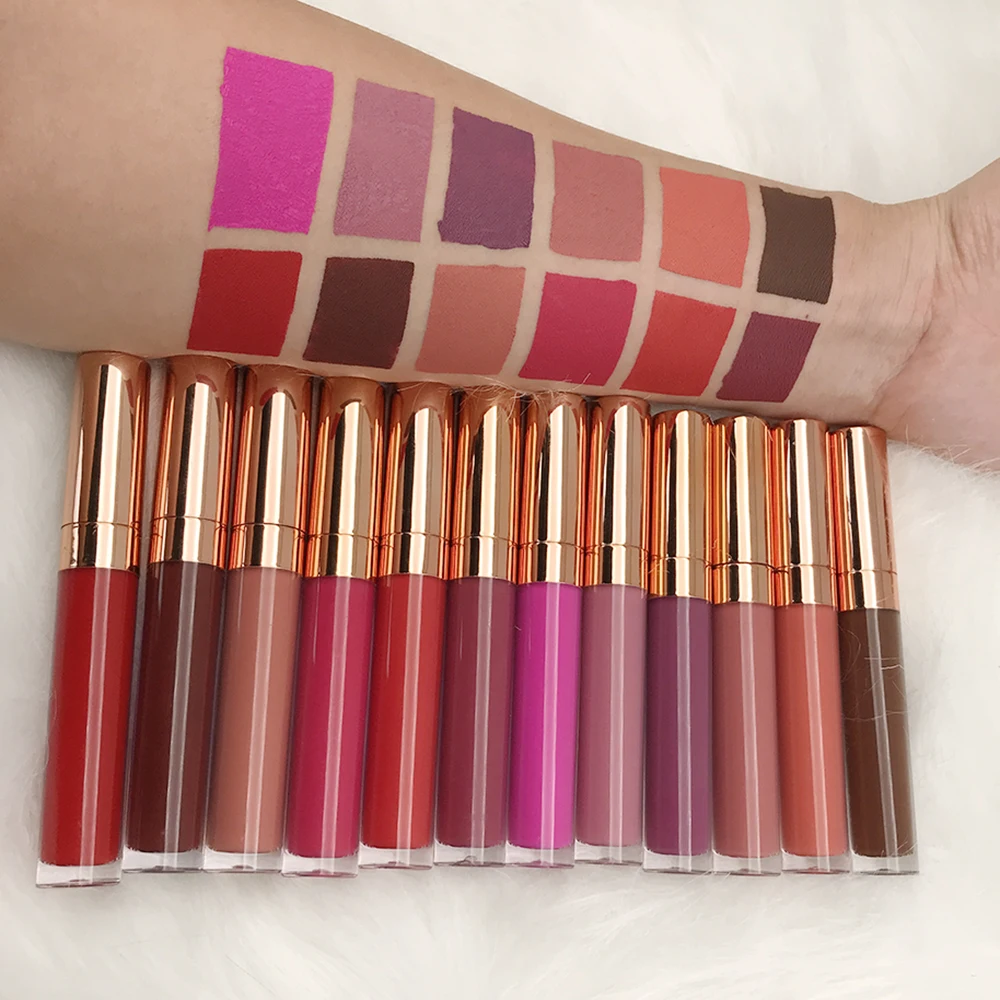 

30 Colors Private Label Nude Matte Lipgloss Vendor Lipstick Vegan Nude Matte Liquid Lipstick with custom logo