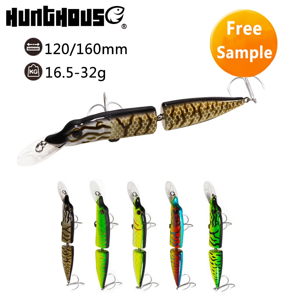 

hunthouse brand customized floating pike multi-joined minnow lure, 5 colors