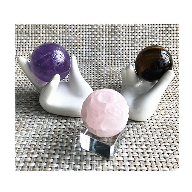 

feng shui chrystal stones ceramics keramic hands base for meditation