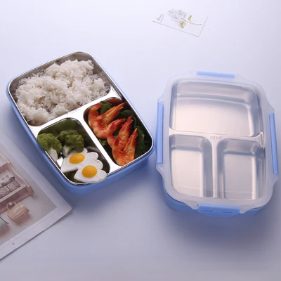 

Japanese Heatable Bento Box 3/4 compartments 304 stainless steel lunch box leakproof For Kids School Picnic