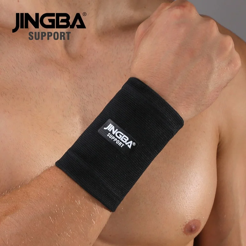 JINGBA Fast Delivery Black Elastic Soft Sport Protect Basketball Weightlifting Gym Wrist Support Wrist Brace for Men and Women