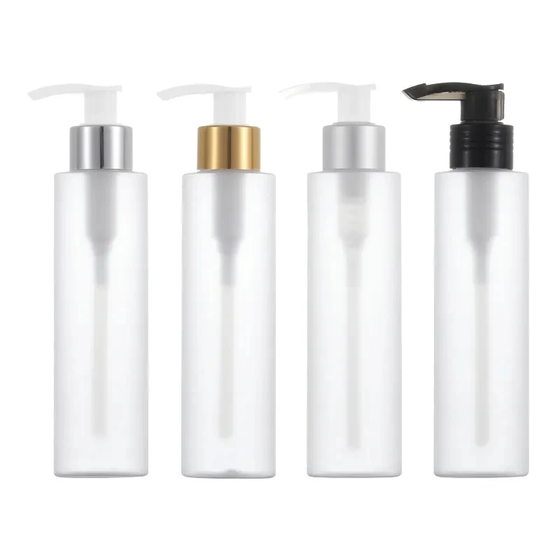 

150ml cosmetic lotion pump bottle frosted pet pump bottle 150 ml lotion bottle with black plastic pump head
