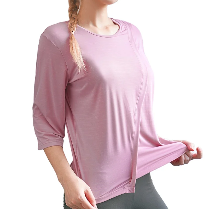 

Recycled sustainable eco friendly products activewear yoga sports casual women polyester t shirt, 4 color available