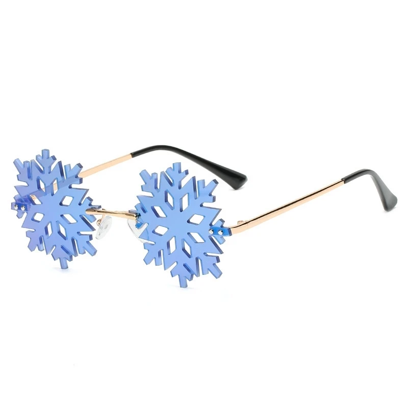 

Fashion Snowflake Shape Sunglasses Women Vintage Unique Rimless Clear Blue Eyewear Men Hollow Sunglasses UV400